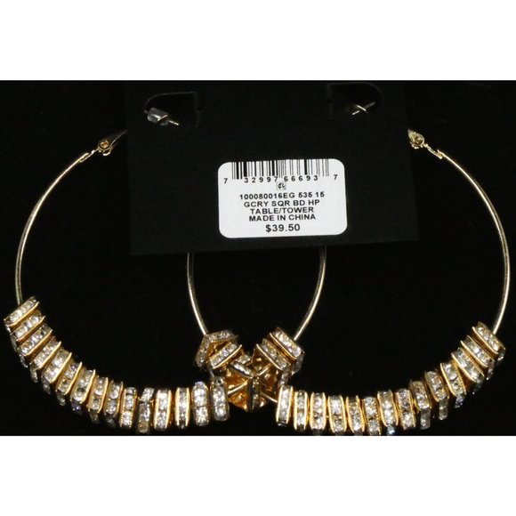 **Thalia Sodi Gold-Tone Crystal Square Bead Hoop Earrings** - Picture 3 of 3